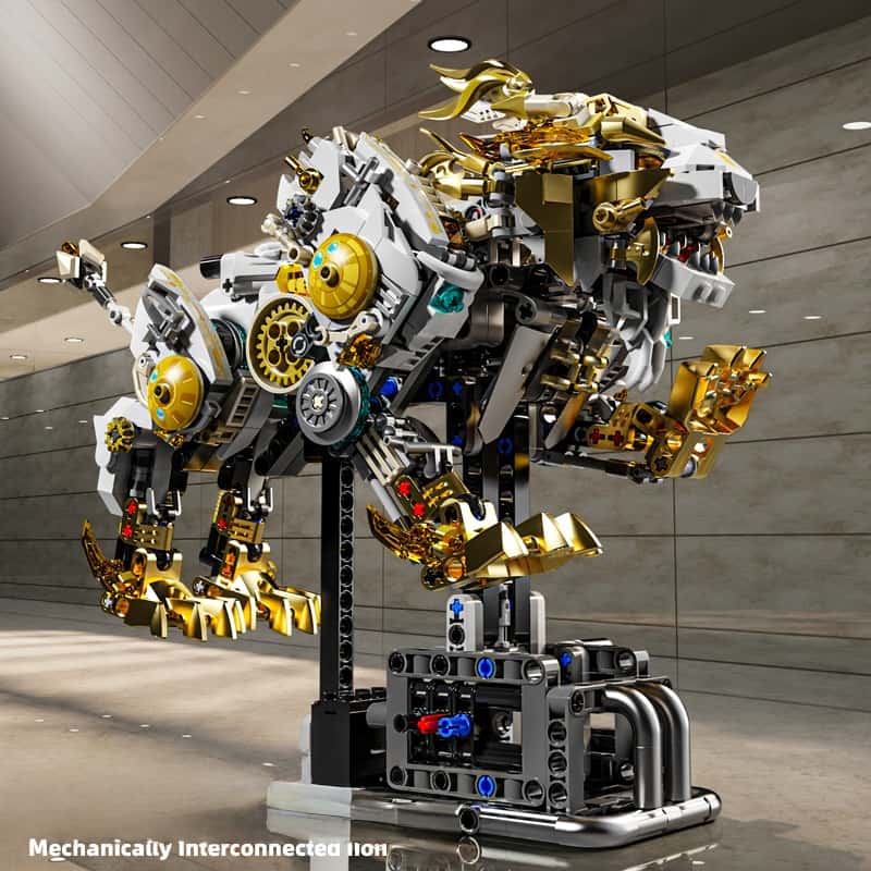 Mechanical lion building blocks new steam punk animal assembly toy model desktop ornaments boy gift