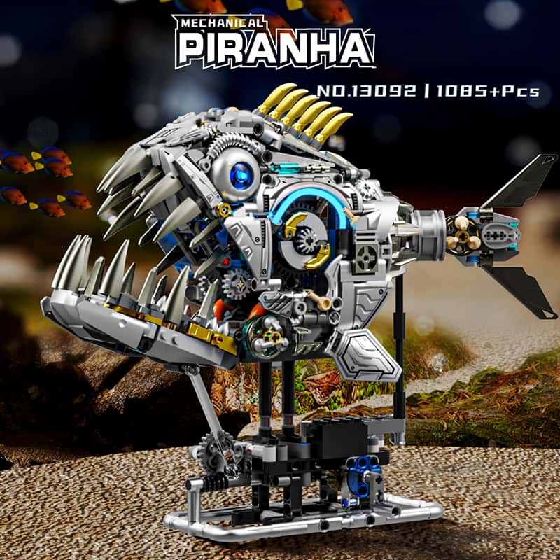 New arrival Mechanical piranha building blocks Shark fun puzzle high assembly toy for boys aged 6 and up Gift