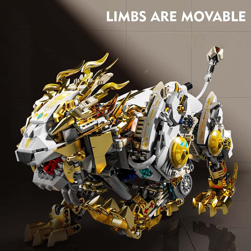 Mechanical lion building blocks new steam punk animal assembly toy model desktop ornaments boy gift