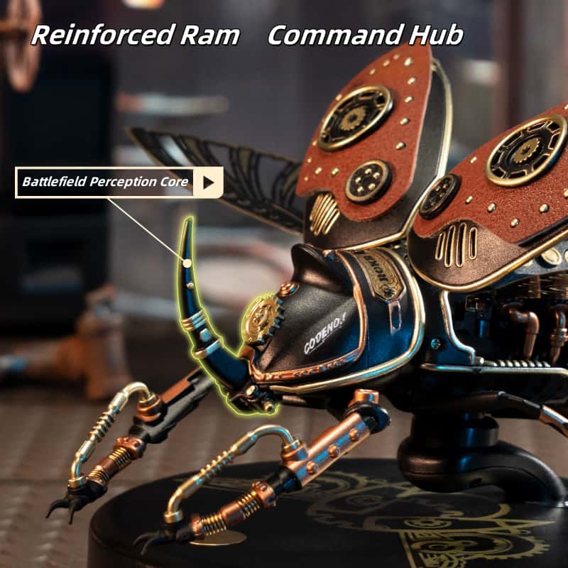 Intelligent-Control Rhinoceros Beetle Metal Assembly Model - A Birthday Gift: Building Block Puzzle, Handmade Mechanical Toy for Boys