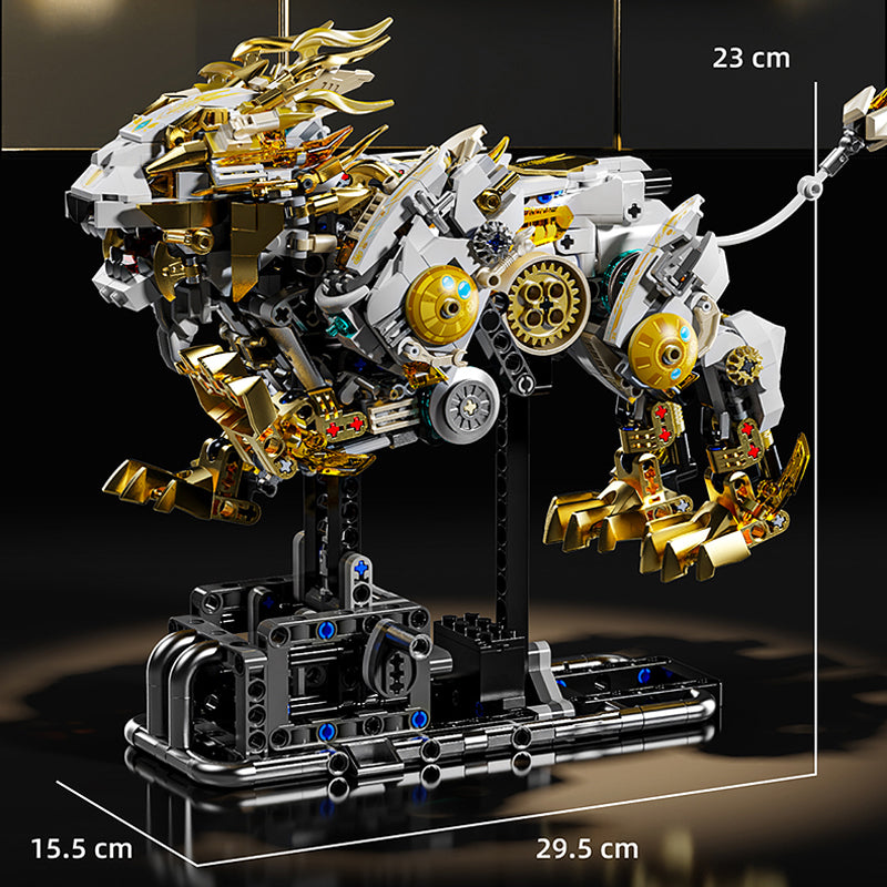 Mechanical lion building blocks new steam punk animal assembly toy model desktop ornaments boy gift