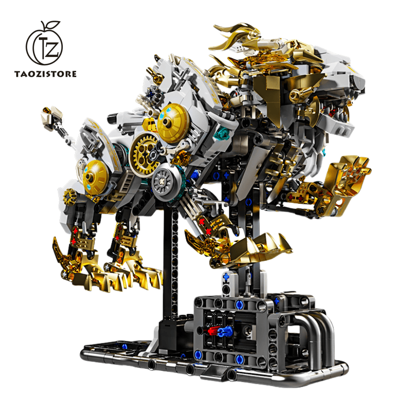 Mechanical lion building blocks new steam punk animal assembly toy model desktop ornaments boy gift