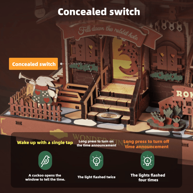 Peach Cuckoo Clock Building Block Toy DIY Wooden Assembly Model 3D Puzzle Children's Day Gift