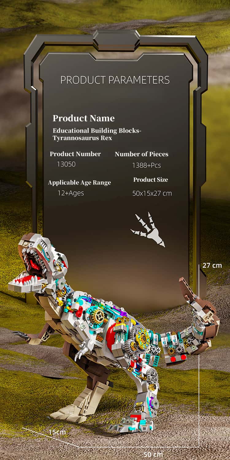 2025 New Mechanical Dinosaur Tyrannosaurus Rex Building Block Assembly Model Boy Educational Toy Ornament Children's Day Gift
