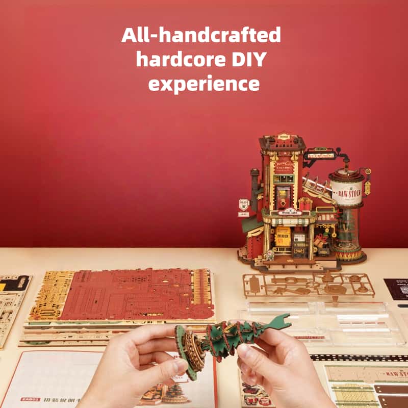 Peach Gift Factory Wooden Puzzle DIY Handmade Building Blocks Assembly Adult Version Cottage Model Toy Christmas