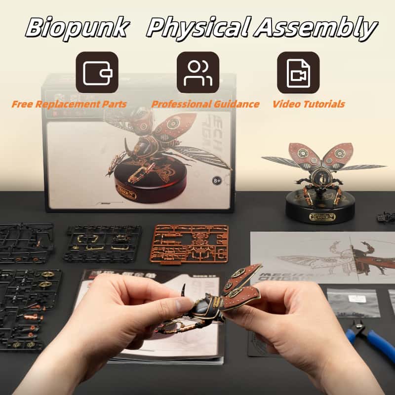Intelligent-Control Rhinoceros Beetle Metal Assembly Model - A Birthday Gift: Building Block Puzzle, Handmade Mechanical Toy for Boys