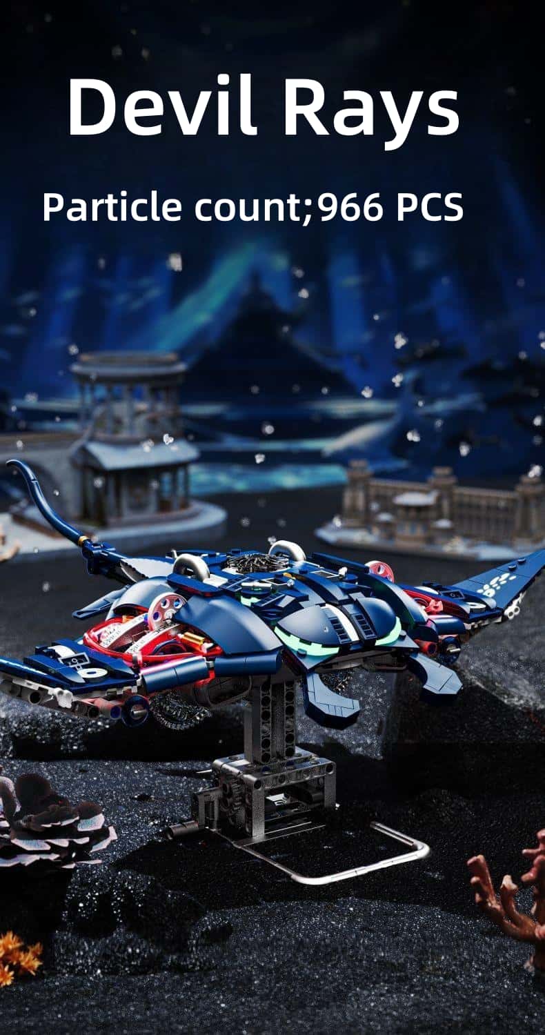 Mechanical manta ray marine animal building blocks assembly children's educational toys suitable for children and adults holiday gifts