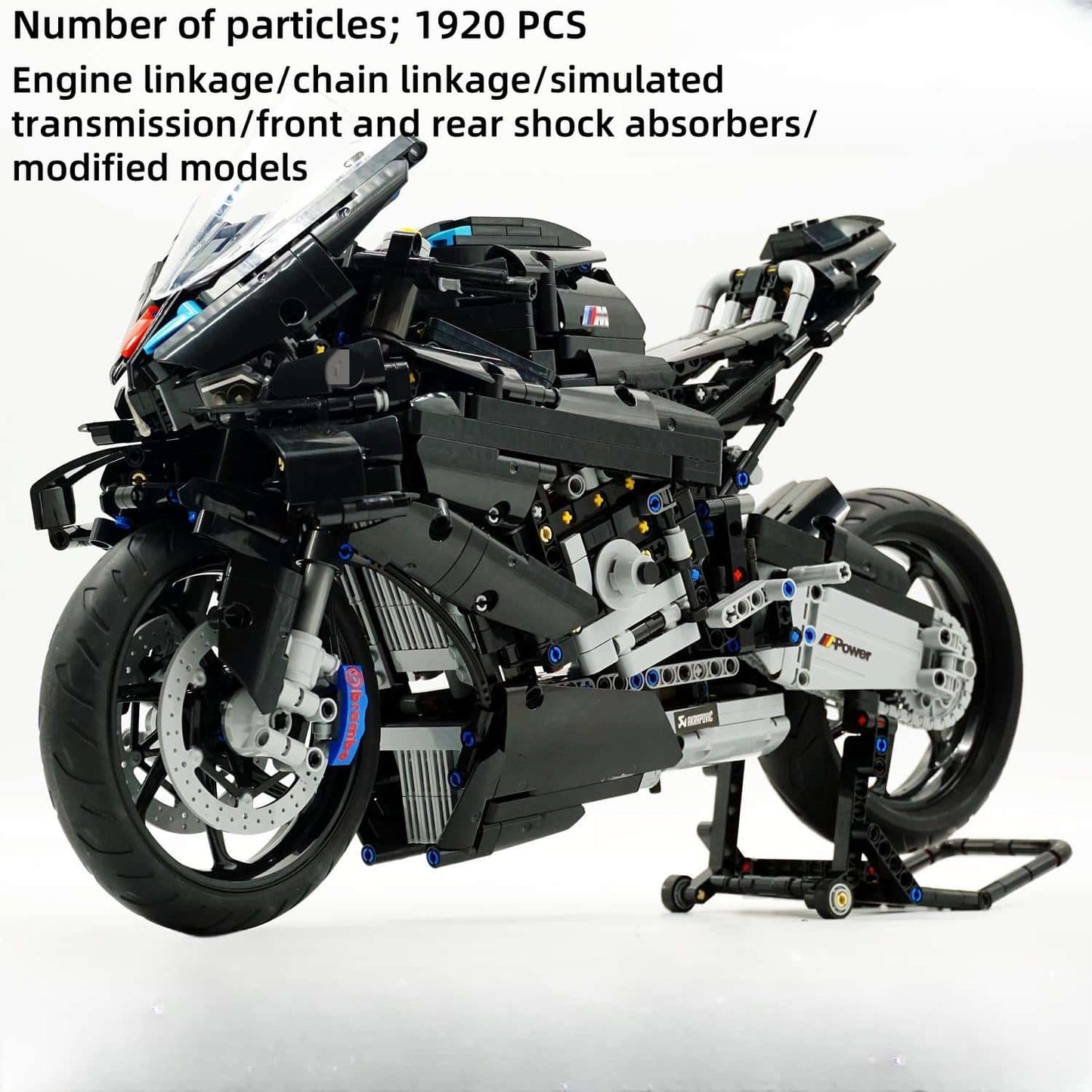 Black Warrior Motorcycle Large Assembling Building Blocks Toy Puzzle Boys Difficulty Model Gift