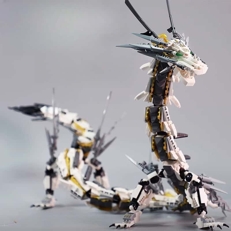 White Hurricane Dragon Model Chinese Dragon Building Blocks Classic Chinese Style Collection Display Toy Gift for Kids Over 12 Years Old and Adults