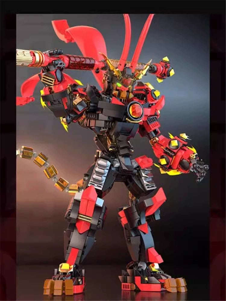 Mecha Robot Building Blocks Set, Monkey King Action Figure Toy with Flexible Joints and Weapons, Hero Warrior Chinese Style Mecha Model, Collectible Gift for Boys and Girls