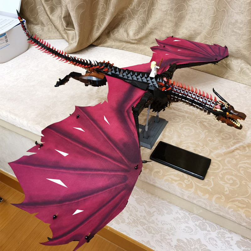 Ninjago Dragon Building Blocks Flame Dragon Model Boys High Difficulty Assembling Flying Dragon Children's Toy Gift