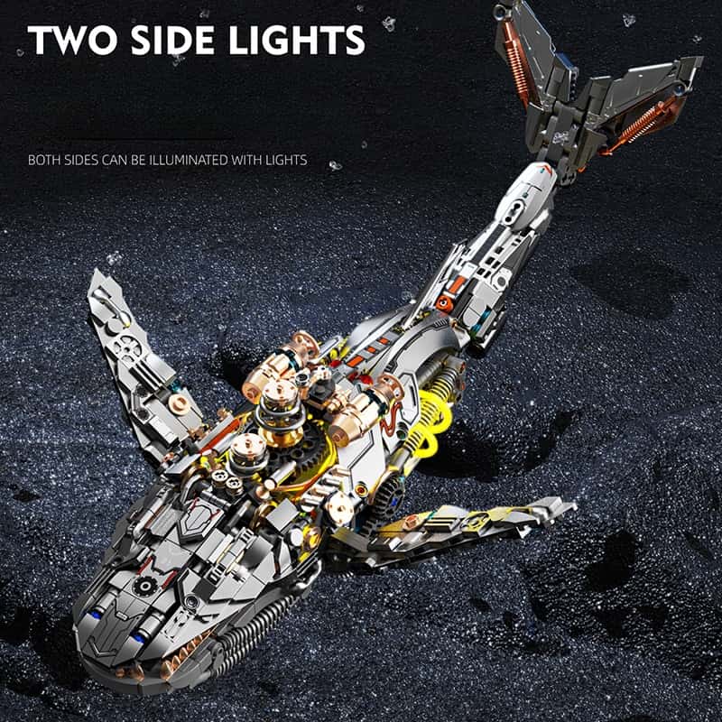 Mechanical whale building blocks new steampunk assembly toy model desktop ornaments boy gift