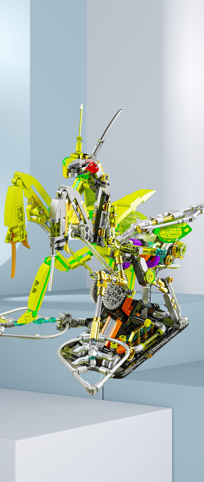 Mechanical mantis building blocks new steampunk mantis assembly toy model desktop ornaments boy gift
