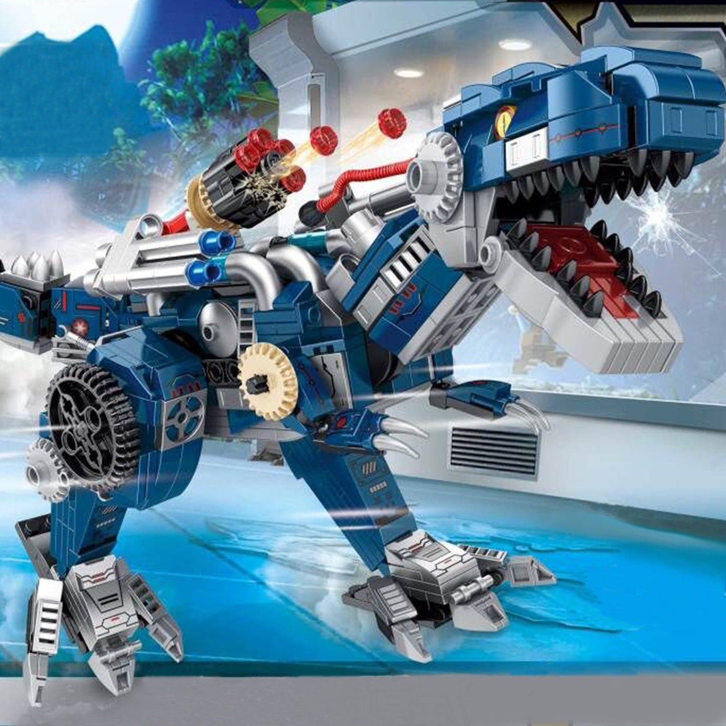 Mechanical deformation Tyrannosaurus Rex can be changed into 3 forms, assembled building blocks, children's educational dinosaur toys