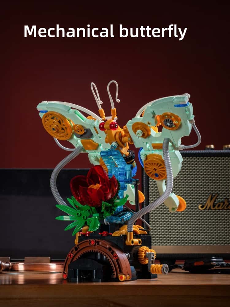 New mechanical butterfly building blocks ornaments insect series children's assembly toys girls birthday gift