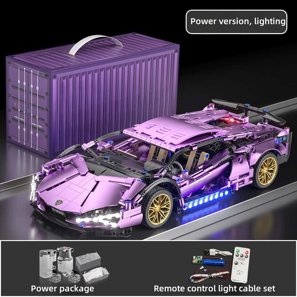 Cool remote control Lambo sports car + electroplated purple exterior + colorful lights + upgraded motor power children's gift