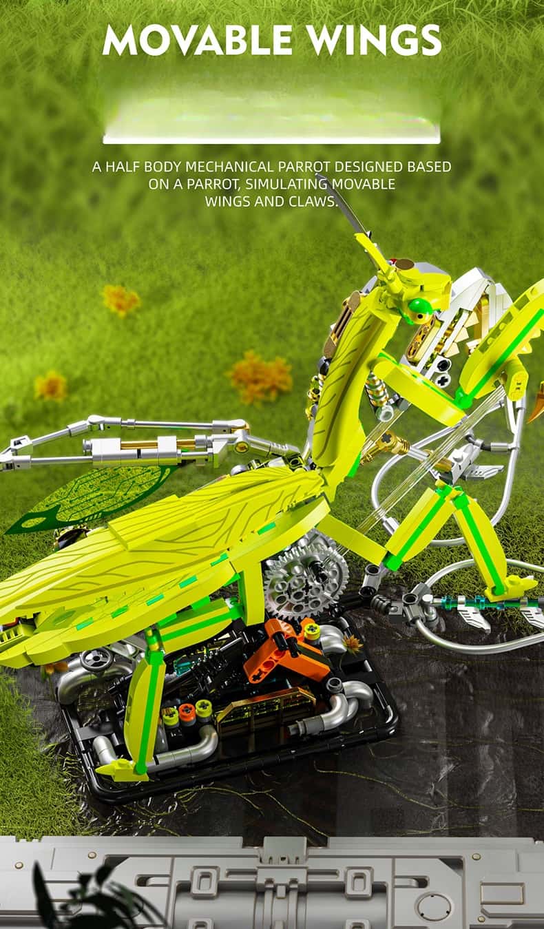 Mechanical mantis building blocks new steampunk mantis assembly toy model desktop ornaments boy gift