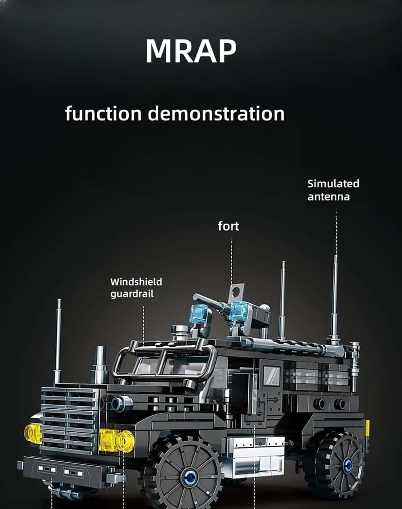 Mine-proof ambush vehicle assembly toys for boys educational brain building block toys children's gifts 6-14 years old
