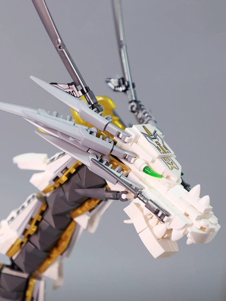 White Hurricane Dragon Model Chinese Dragon Building Blocks Classic Chinese Style Collection Display Toy Gift for Kids Over 12 Years Old and Adults