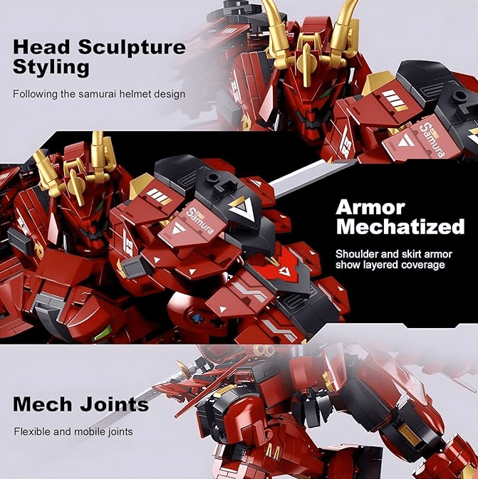 Samurai Mech Warrior Model Building Sets, Double Swords Robot Building Blocks Toy Set, 923 Pcs Compatible with , Creative Collectible Gift for Adults Man Teens Boys 8+