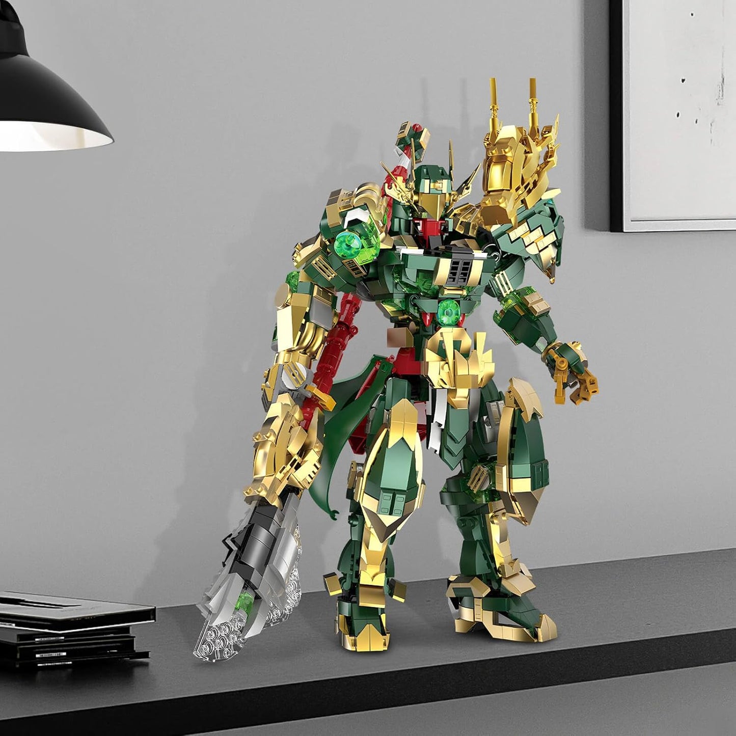 Mech Robot Building Set, China Guan Yu General Chinoiserie Mech Action Figures Model Weapons, Hero Warrior Collectible Display Toys Gifts for Boys Adults 12+ (1408PCS)