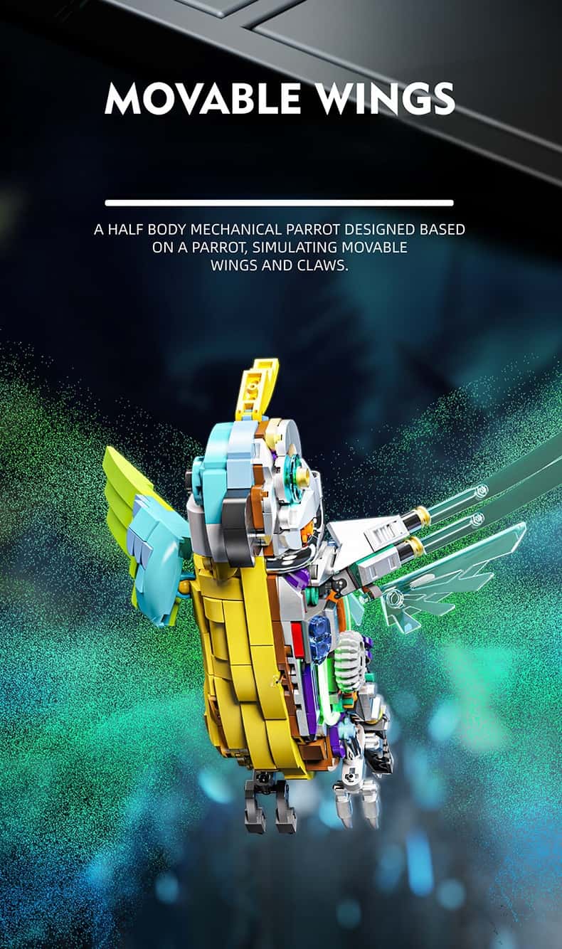 Building Blocks Semi-Mechanical Movable Model Parrot With Light Punk Assembling Toys