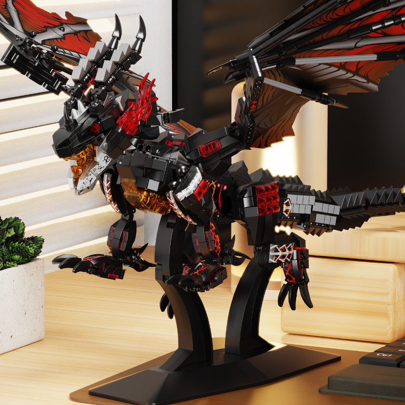 Chinese Fire Dragon Giant Dragon Model Chinese Dragon Building Blocks Classic Chinese Style Collection Display Toy Gift for Children Over 12 Years Old and Adults