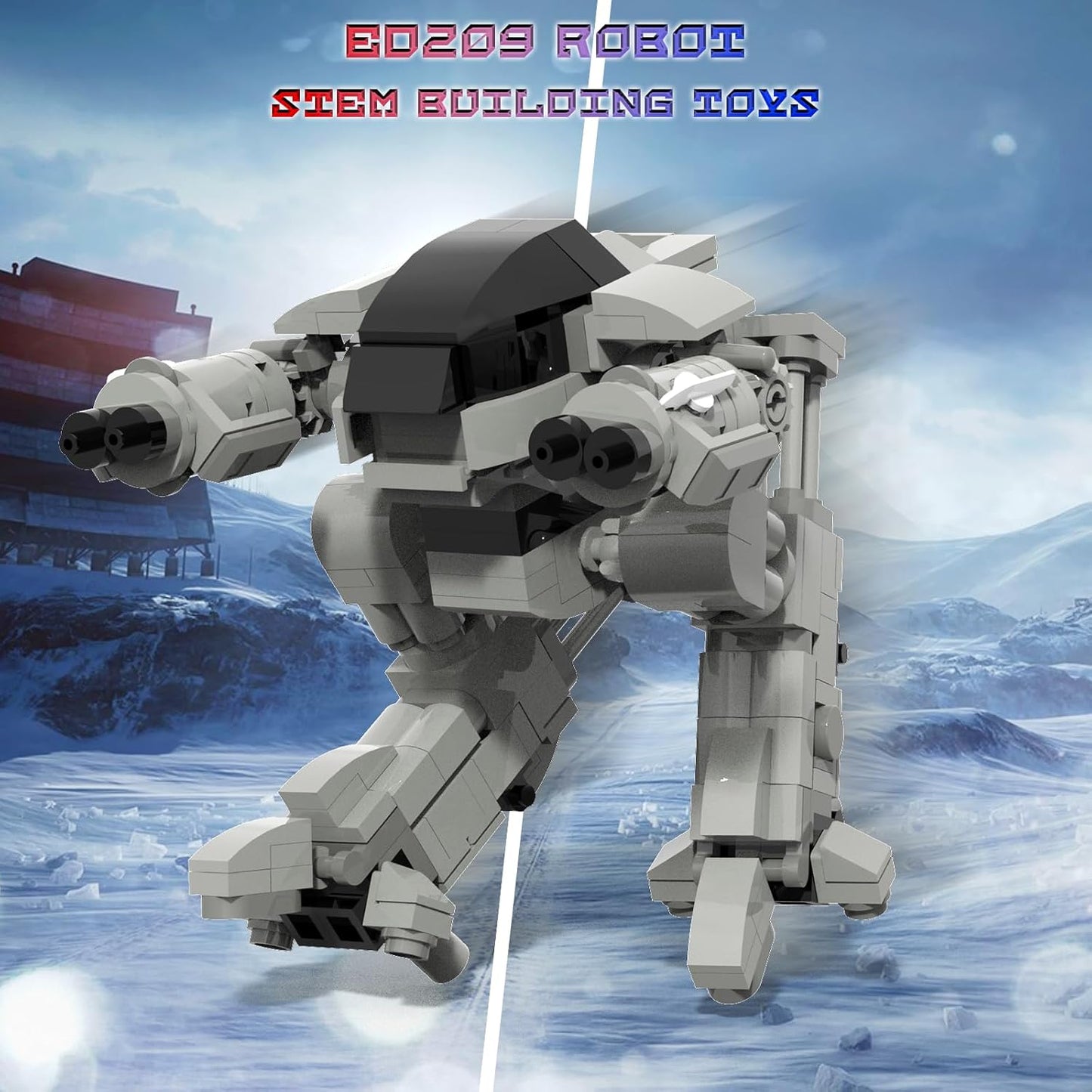 ED209 Robot Mecha Building Blocks, ED-209 Law Enforcement Robot Battle Mecha Armor Building Blocks Toys, 275 Pieces Mobile Suit Cool Mechanical Action Figure Model, Birthday Gift for Kids Boys Girls Adults