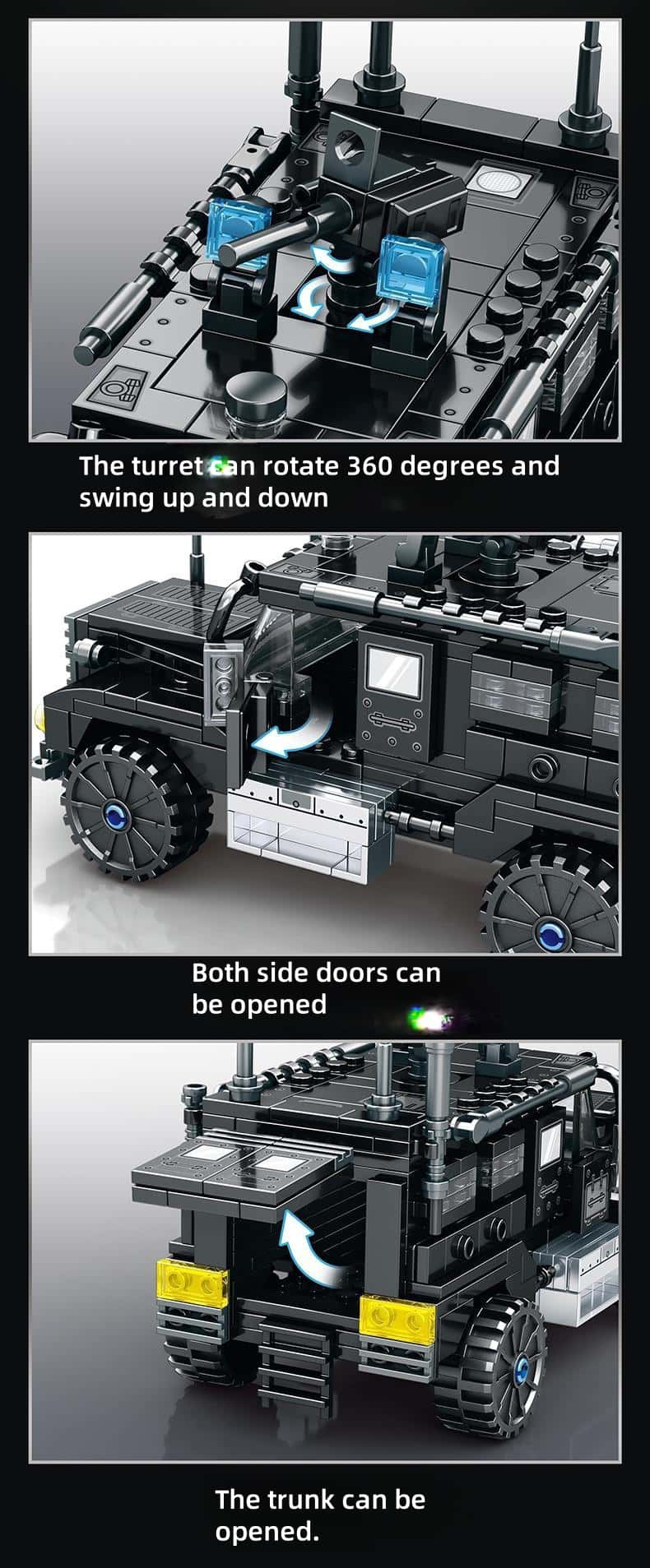 Mine-proof ambush vehicle assembly toys for boys educational brain building block toys children's gifts 6-14 years old