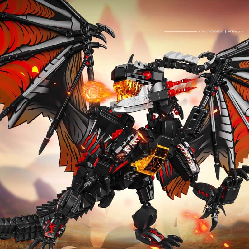 Chinese Fire Dragon Giant Dragon Model Chinese Dragon Building Blocks Classic Chinese Style Collection Display Toy Gift for Children Over 12 Years Old and Adults