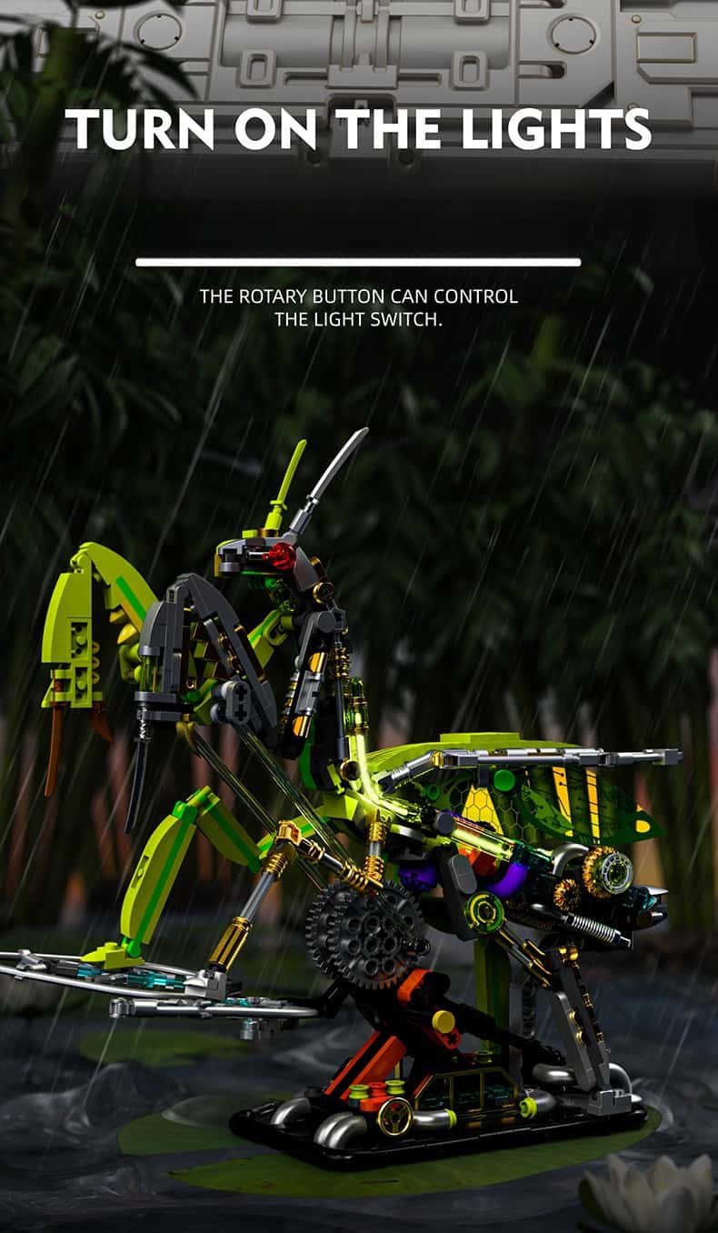 Mechanical mantis building blocks new steampunk mantis assembly toy model desktop ornaments boy gift