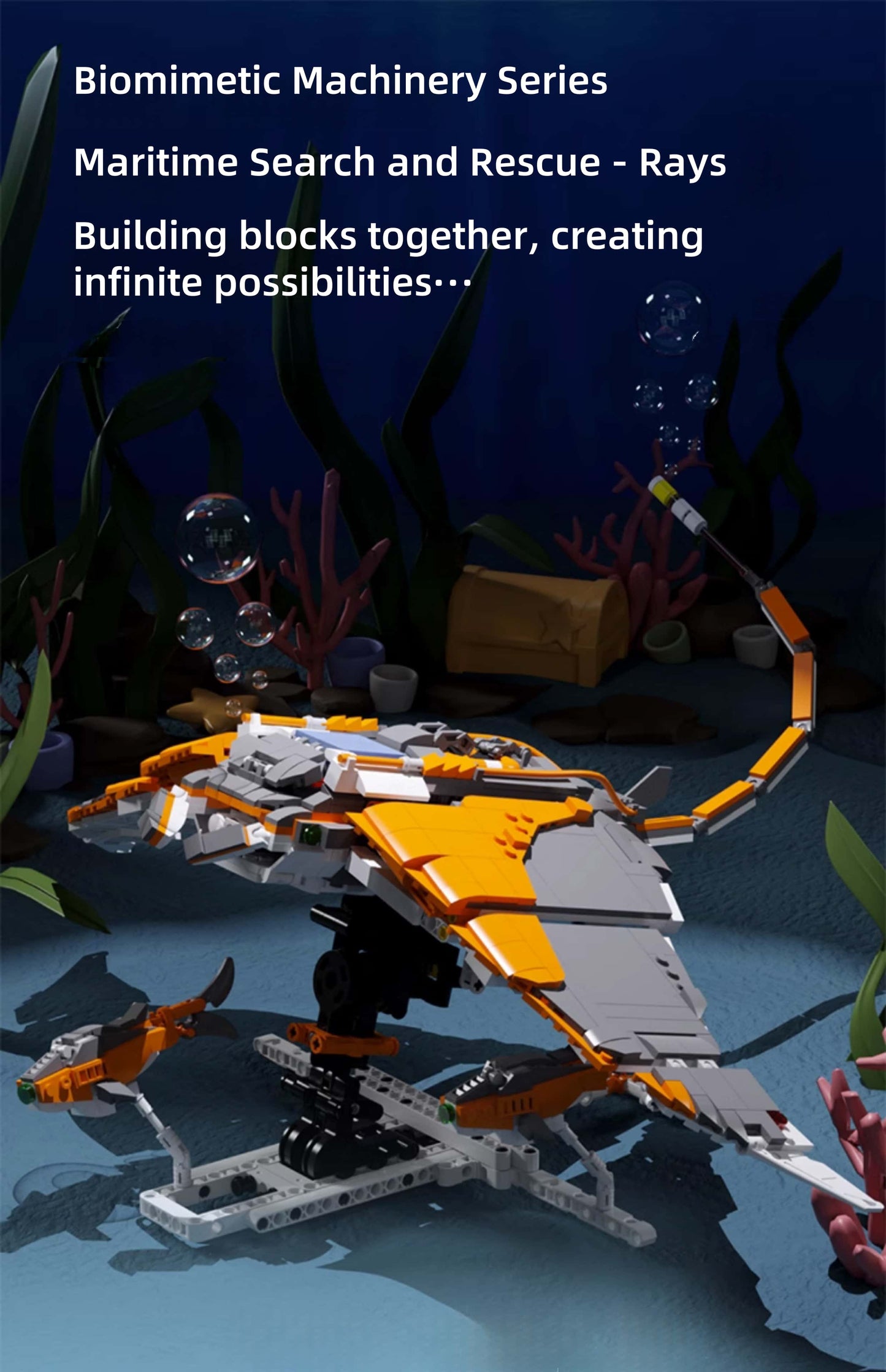 Animal Series Manta Ray Mechanical Ray Model | Shark Style Assembly Toy | Suitable for Collection and Display | Suitable for Teenagers and Adults