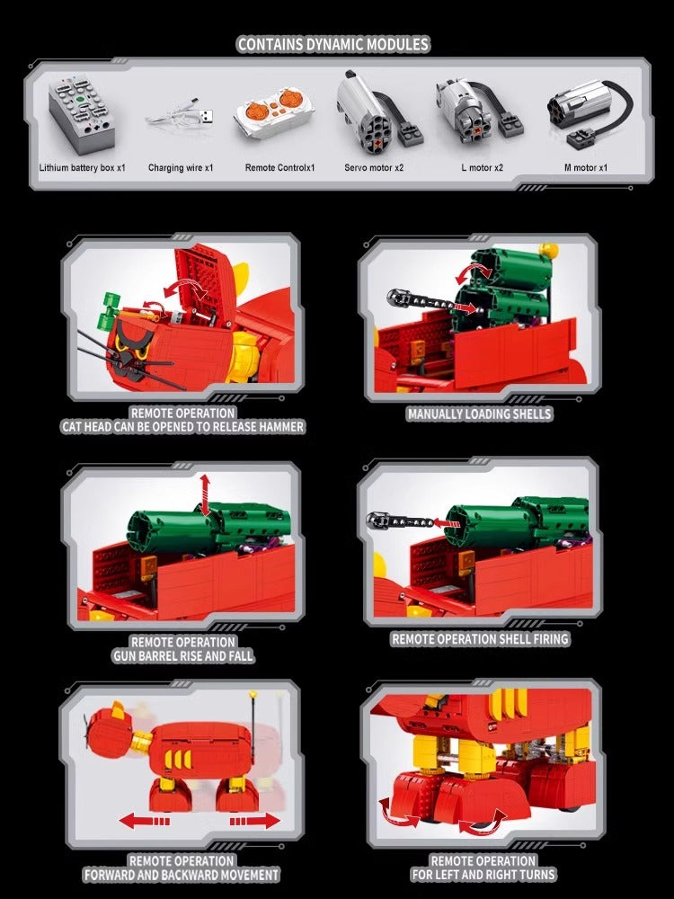 New Doraemon building blocks, electric remote control, black technology assembly model toys, boy children's gifts