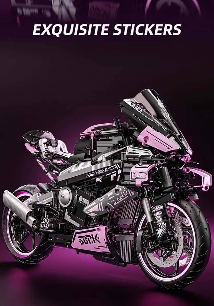 Motorcycle building blocks mechanical set new pink sports car model suitable for holiday gifts for girls