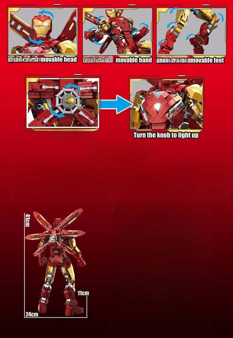 Large Iron Man Mark mecha building block model boy children's educational assembly
