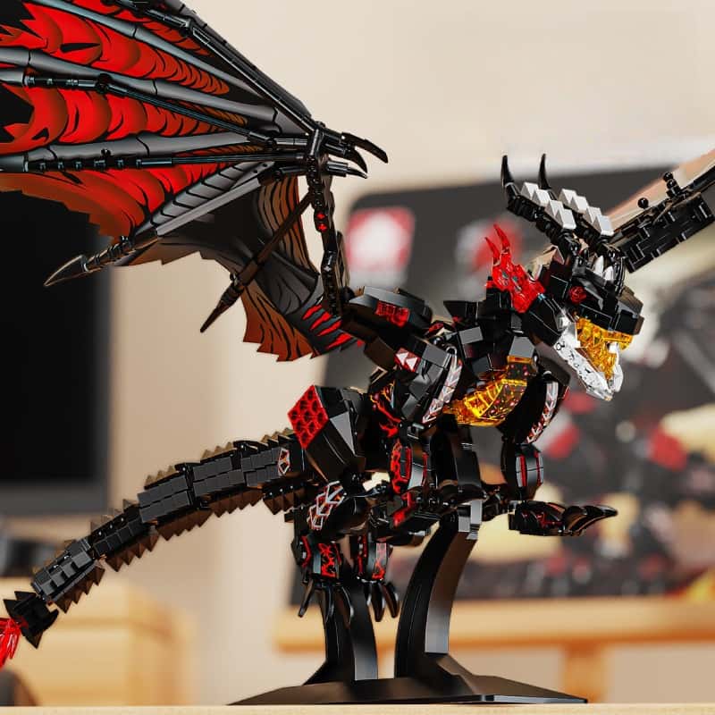 Chinese Fire Dragon Giant Dragon Model Chinese Dragon Building Blocks Classic Chinese Style Collection Display Toy Gift for Children Over 12 Years Old and Adults