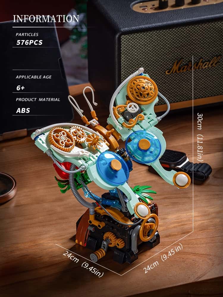 New mechanical butterfly building blocks ornaments insect series children's assembly toys girls birthday gift