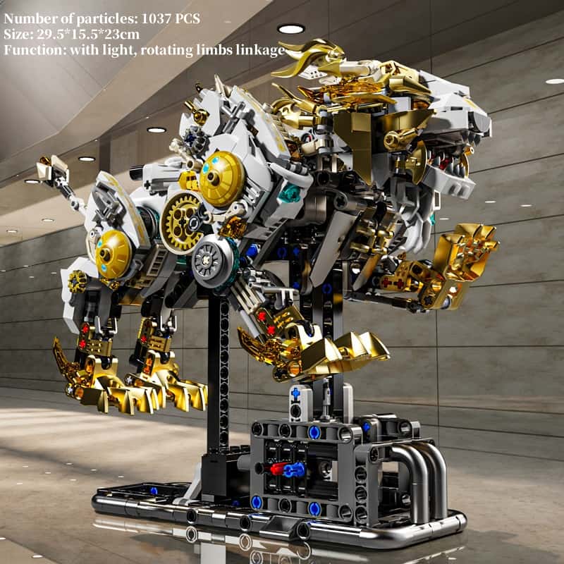 Mechanical lion building blocks new steam punk animal assembly toy model desktop ornaments boy gift