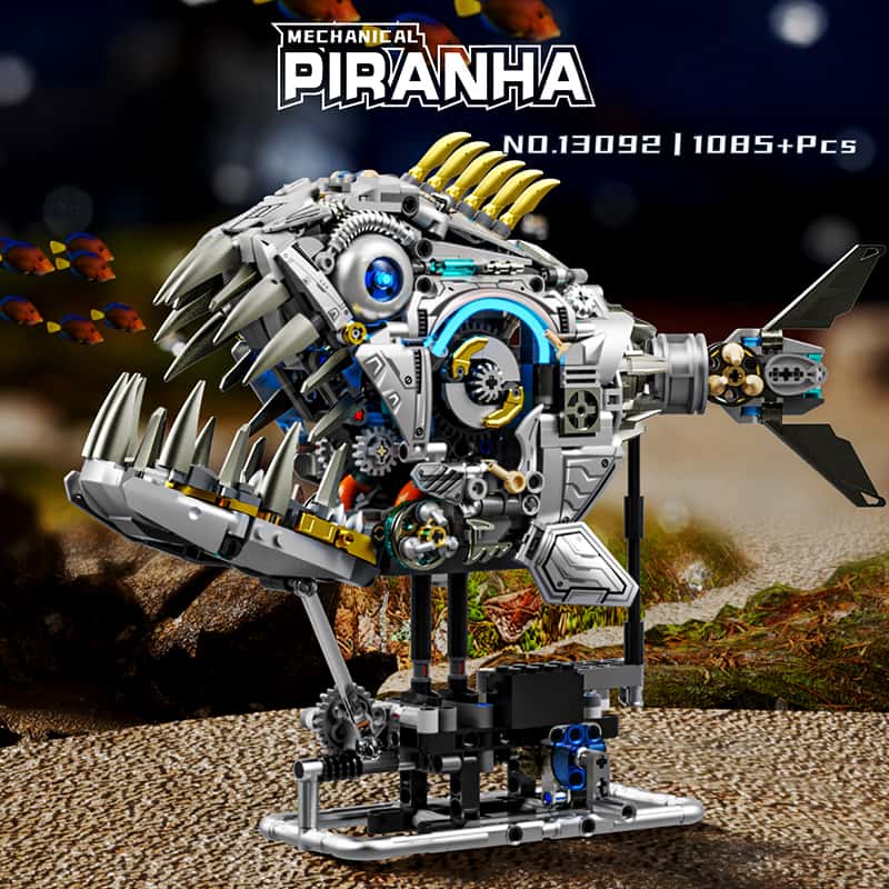 New arrival Mechanical piranha building blocks Shark fun puzzle high assembly toy for boys aged 6 and up Gift
