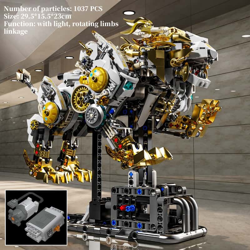 Mechanical lion building blocks new steam punk animal assembly toy model desktop ornaments boy gift