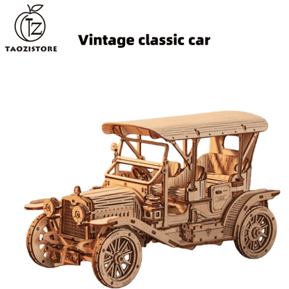 Peach vintage classic car wooden assembly model handmade 3D puzzle creative exquisite ornament
