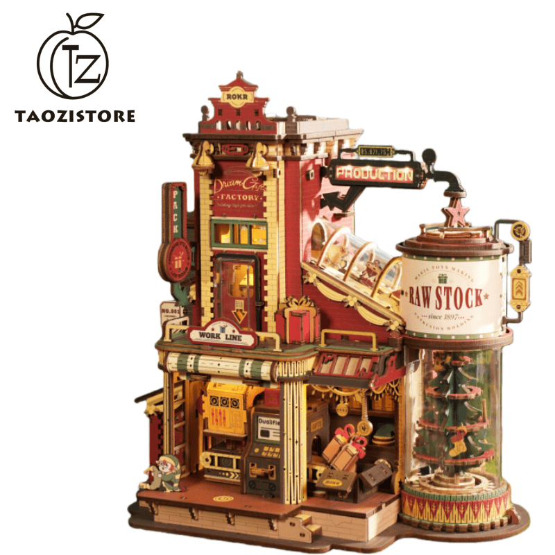 Peach Gift Factory Wooden Puzzle DIY Handmade Building Blocks Assembly Adult Version Cottage Model Toy Christmas