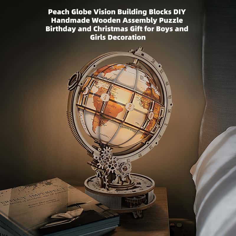 Peach Globe Vision Building Blocks DIY Handmade Wooden Assembly Puzzle Birthday and Christmas Gift for Boys and Girls Decoration