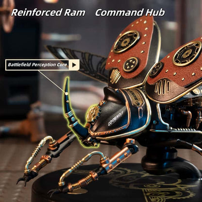 Intelligent-Control Rhinoceros Beetle Metal Assembly Model - A Birthday Gift: Building Block Puzzle, Handmade Mechanical Toy for Boys