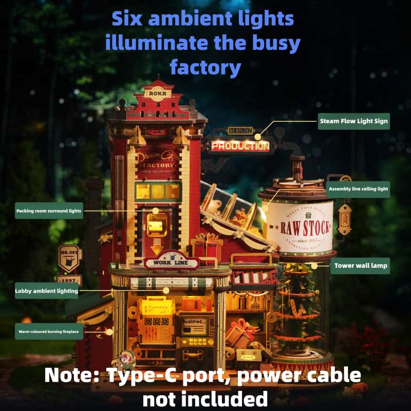 Peach Gift Factory Wooden Puzzle DIY Handmade Building Blocks Assembly Adult Version Cottage Model Toy Christmas