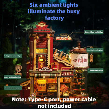 Peach Gift Factory Wooden Puzzle DIY Handmade Building Blocks Assembly Adult Version Cottage Model Toy Christmas