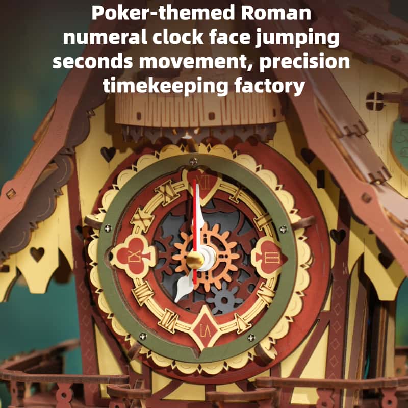 Peach Cuckoo Clock Building Block Toy DIY Wooden Assembly Model 3D Puzzle Children's Day Gift