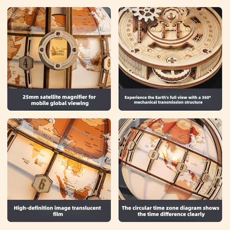 Peach Globe Vision Building Blocks DIY Handmade Wooden Assembly Puzzle Birthday and Christmas Gift for Boys and Girls Decoration