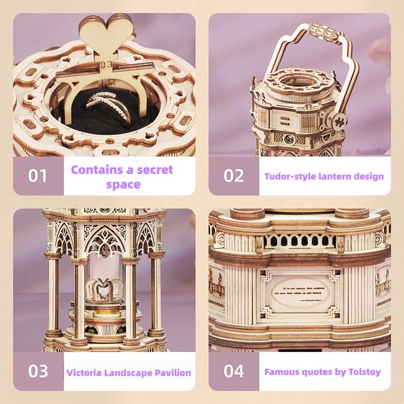 Peach Victoria Lantern Music Box Birthday Handmade DIY Gift for Girlfriend Thoughtful Creative Present