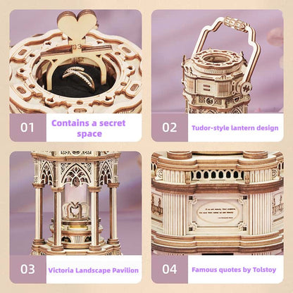 Peach Victoria Lantern Music Box Birthday Handmade DIY Gift for Girlfriend Thoughtful Creative Present